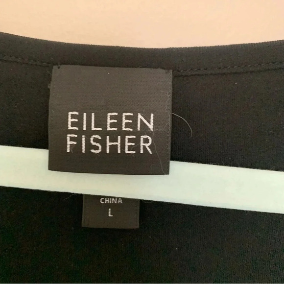 Eileen Fisher Silk Black  Long Sleeve Scoop Neck Tunic Top L - Picture 3 of 7